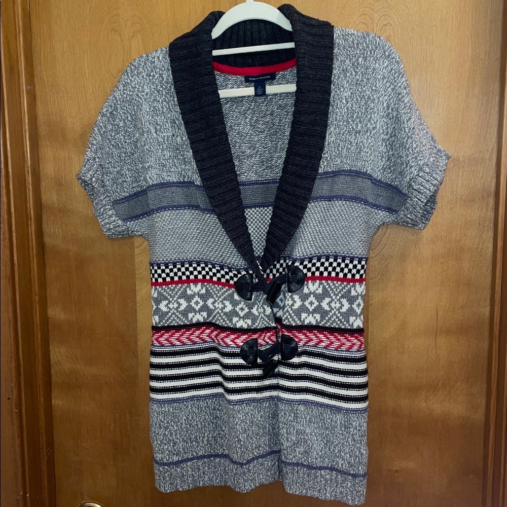 Tommy Hilfiger Black and Gray Knit Cardigan